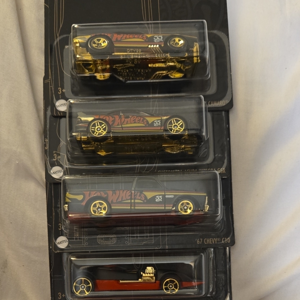 Hot Wheels Die-Cast Car Set with Gold Accents